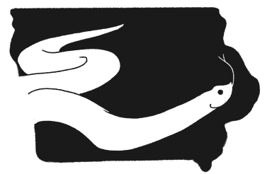Header logo of a hognose over the state of Iowa